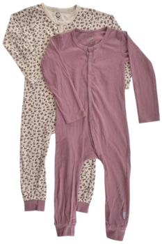 Mikk-line to flotte rosa og lysebrune natdragter str. 98