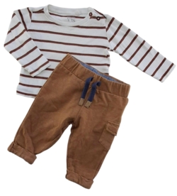 Minymo brune bukser og VRS råhvid bluse str. 62