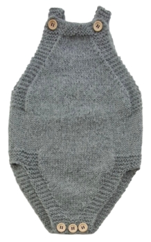 Hjemmestrikke grågrøn uld body str. 62-68