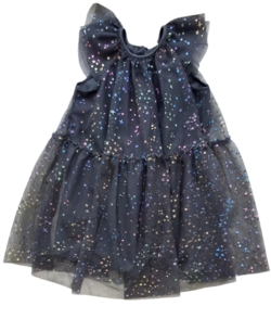 H&M mørkegrå ærmeløs tyl kjole str. 92