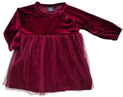 Petit mørkerød langærmet velourkjole str. 68