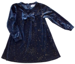 Name it mørkeblå langærmet velour kjole str. 92