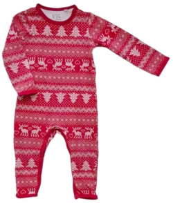 VRS rød og hvid langærmet heldragt str. 74