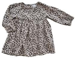 H&M beige langærmet kjole med dyreprint str. 68