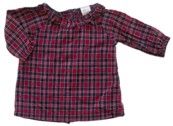 H&M rød og blåternet langærmet kjole str. 56