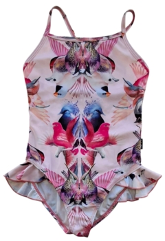 Molo lyserød badedragt med fugle str. 110