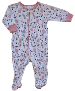 Gerber hvid langærmet blomstret natdragt str. 3-6 mdr