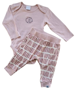 Papfar rosa mønstrede bukser og Smile rosa body