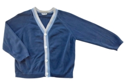 Pomp de lux gråblå finstrikket cardigan str. 104