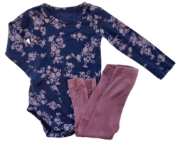 Bakito mørkeblå body og Name it rosa leggings str. 74
