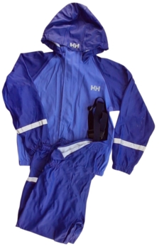 Helly Hansen blåt regntøjssæt str. 128