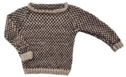 Lækker blød brunmønstret uldstriktrøje str. 92