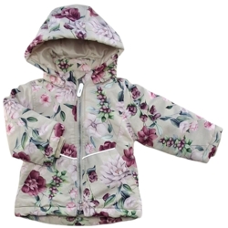 Name it lys beige blomstret vinterjakke str. 80