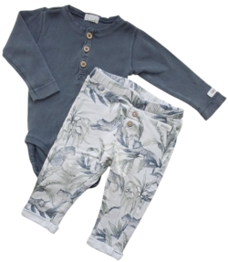 Newbie lysegrå bukser og mørkegrå body str. 74