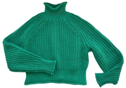 H&M grøn langærmet tyk striktrøje str. S