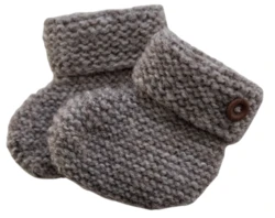 Hjemmestrikkede lysebrune uld futter str. 0-6 mdr