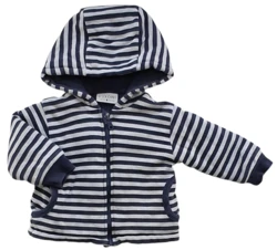 Fixoni mørkeblå og lysegrå stribet trøje str. 62