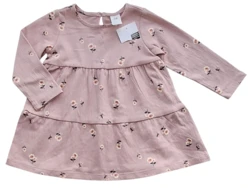 Ny H&M rosa blomstret langærmet kjole str. 74