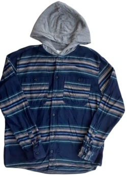 H&M mørkeblå stribet langærmet skjorte str. 158