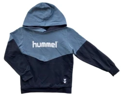 Hummel sort og gråblå langærmet sweatshirt str. 116