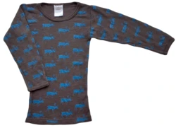 Celavi mørkebrun langærmet uld bluse str. 2