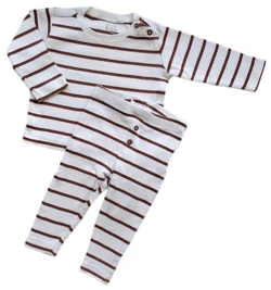 VRS råhvid brunstribet rib sæt str. 68