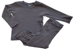 Friends mørkeblå og brunstribet rib sæt str. 80