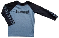 Hummel blågrå og sort langærmet bluse str. 104