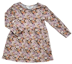 H&M brun blomstret langærmet kjole str. 98-104