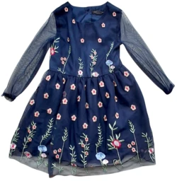 Primark mørkeblå fin kjole str. 104