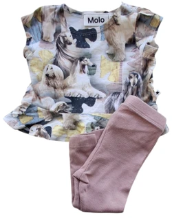 Molo kortærmet bluse og Name it rosa leggings str. 68