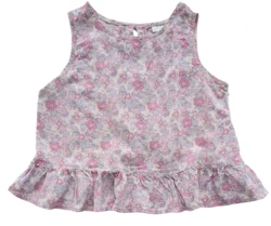 Kappahl rosa blomstret tynd ærmeløs bluse str. 110