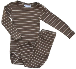 Name it brunt rib sæt med lyse striber str. 80-86