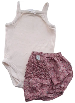 Wheat småblomstrede bloomers og rosa body str. 74