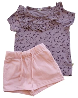 Pomp de lux lilla bluse og rosa shorts str. 86