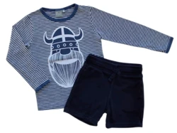 Danefæ stribet bluse og H&M sorte shorts str. 104