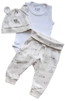 H&M beige bukser og hue og VRS body str. 62