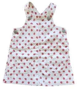 H&M lys beige kjole med jordbær str. 68