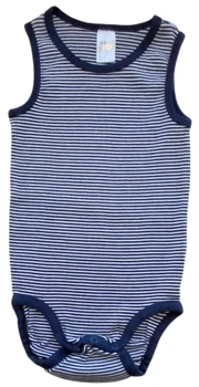 H&M mørkeblå og hvidstribet ærmeløs body str. 98