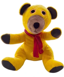 Krea stor siddende gul Bamse str. 25 cm