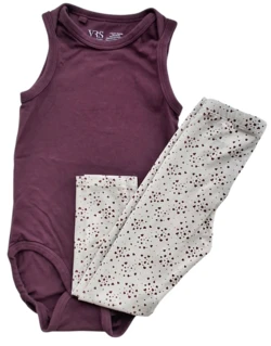 Müsli lysegrå leggings og VRS body str. 92