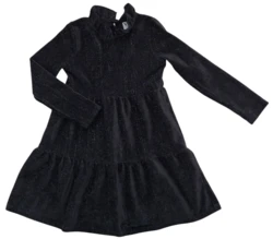 VRS sort langærmet velour kjole str. 98-104