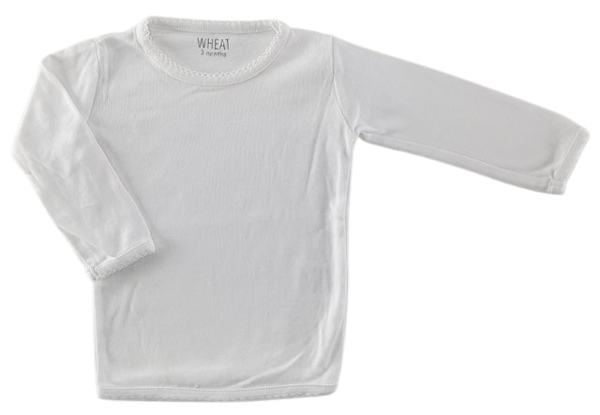 Wheat hvid langærmet T-shirt str. 3 mdr