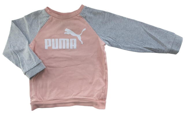 Puma laksefarvet og lysegrå sweatshirt str. 92