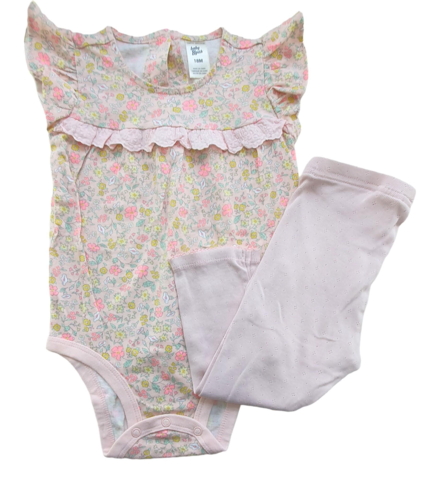 Baby B'gosh rosa body og H&M rosa bukser str. 86