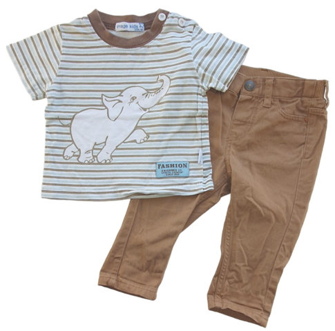 H&M brune bukser og Image kids T-shirt str. 68