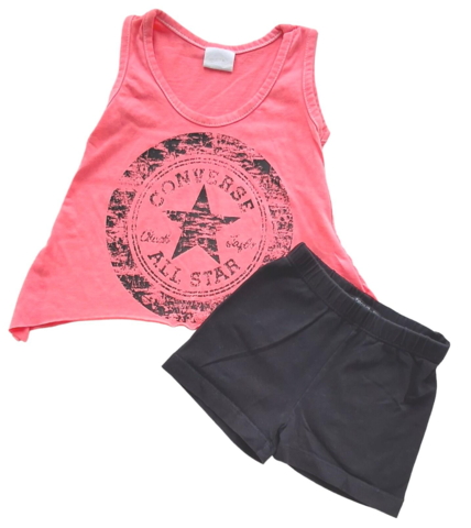 Sorte shorts og pink sommer overdel str. 3-4