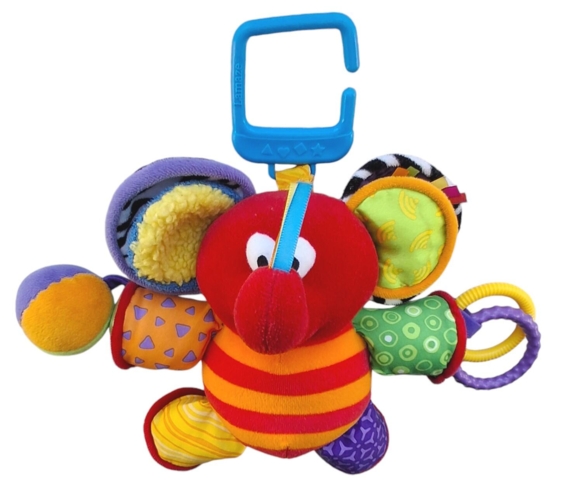 Lamaze rød og orangestribet elefant