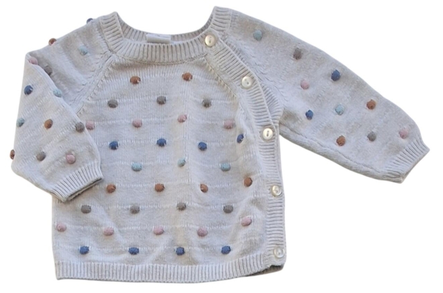 H&M lys beige finstrikket trøje str. 56