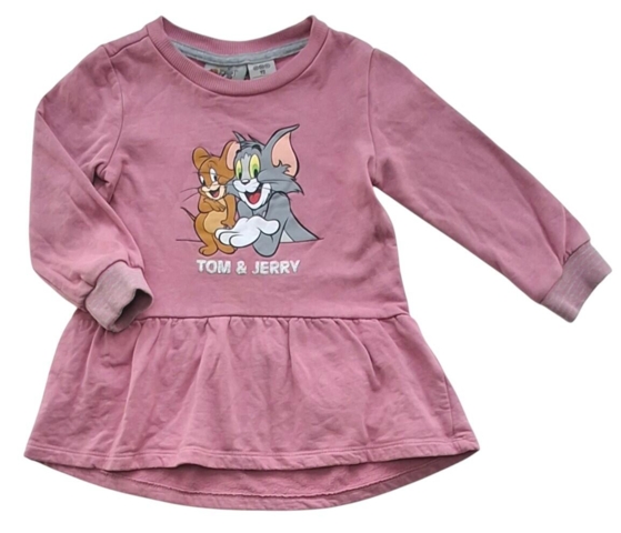 Tom and Jerry rosa langærmet sweat kjole str. 92